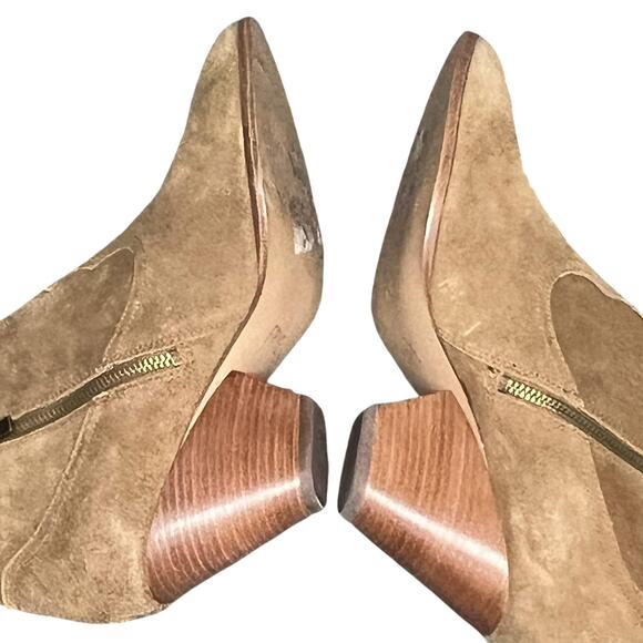 Frye Reina Ankle Boots 10 Cognac Suede Western Ankle Zip Stacked Heel Booties - Picture 11 of 15